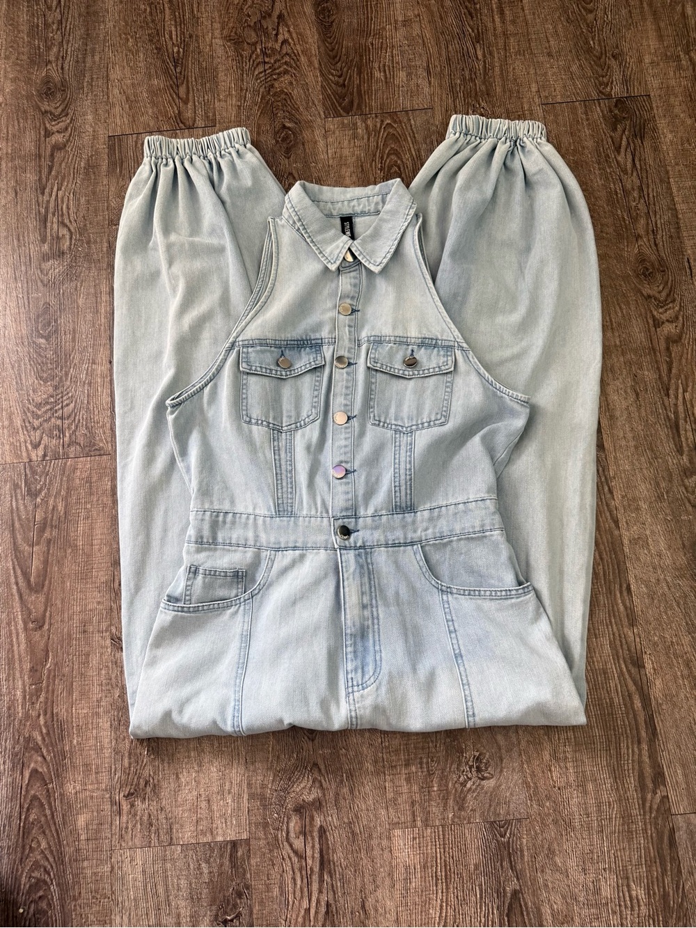 STYLEWE Light Blue Denim Collared Jumpsuit
